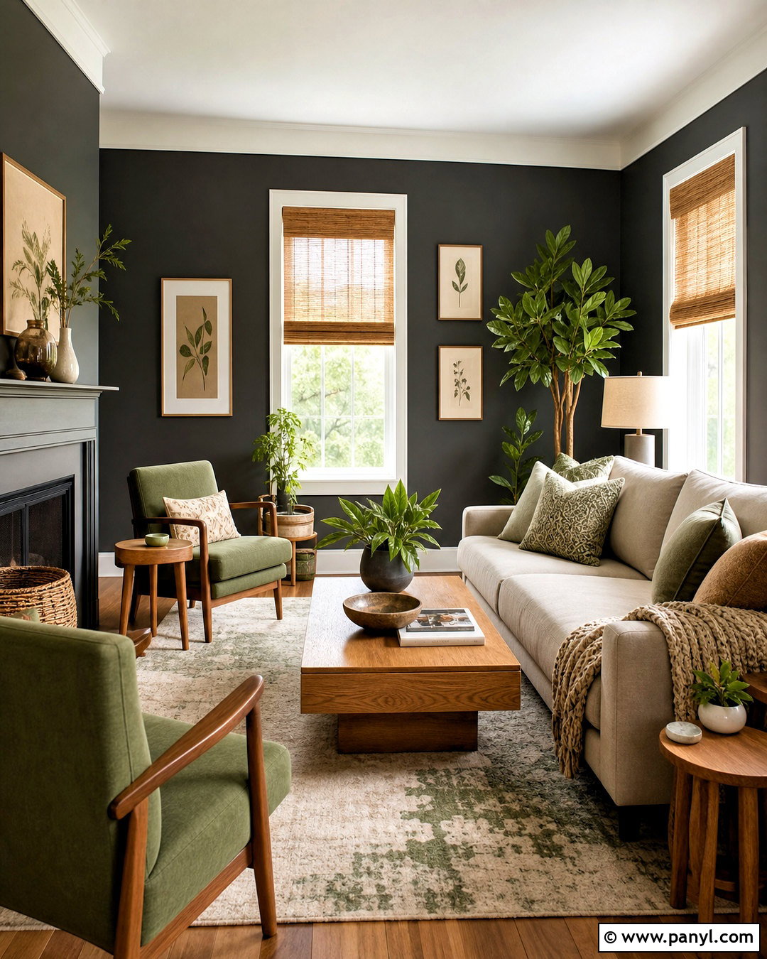 Charcoal Walls With Sage Green Decor - 20 charcoal walls living room ideas