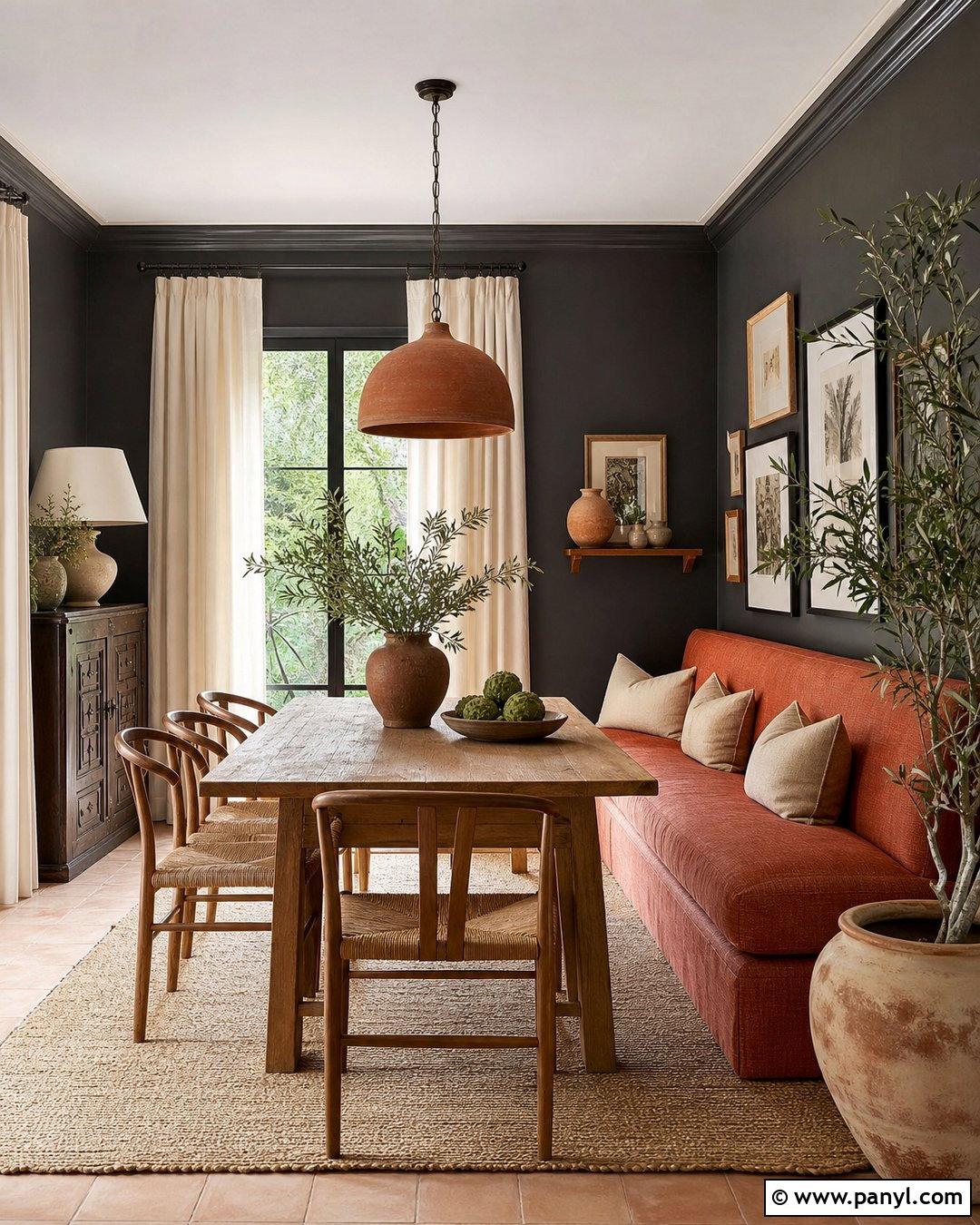 Charcoal Walls With Terracotta Decor - 30 Charcoal Walls