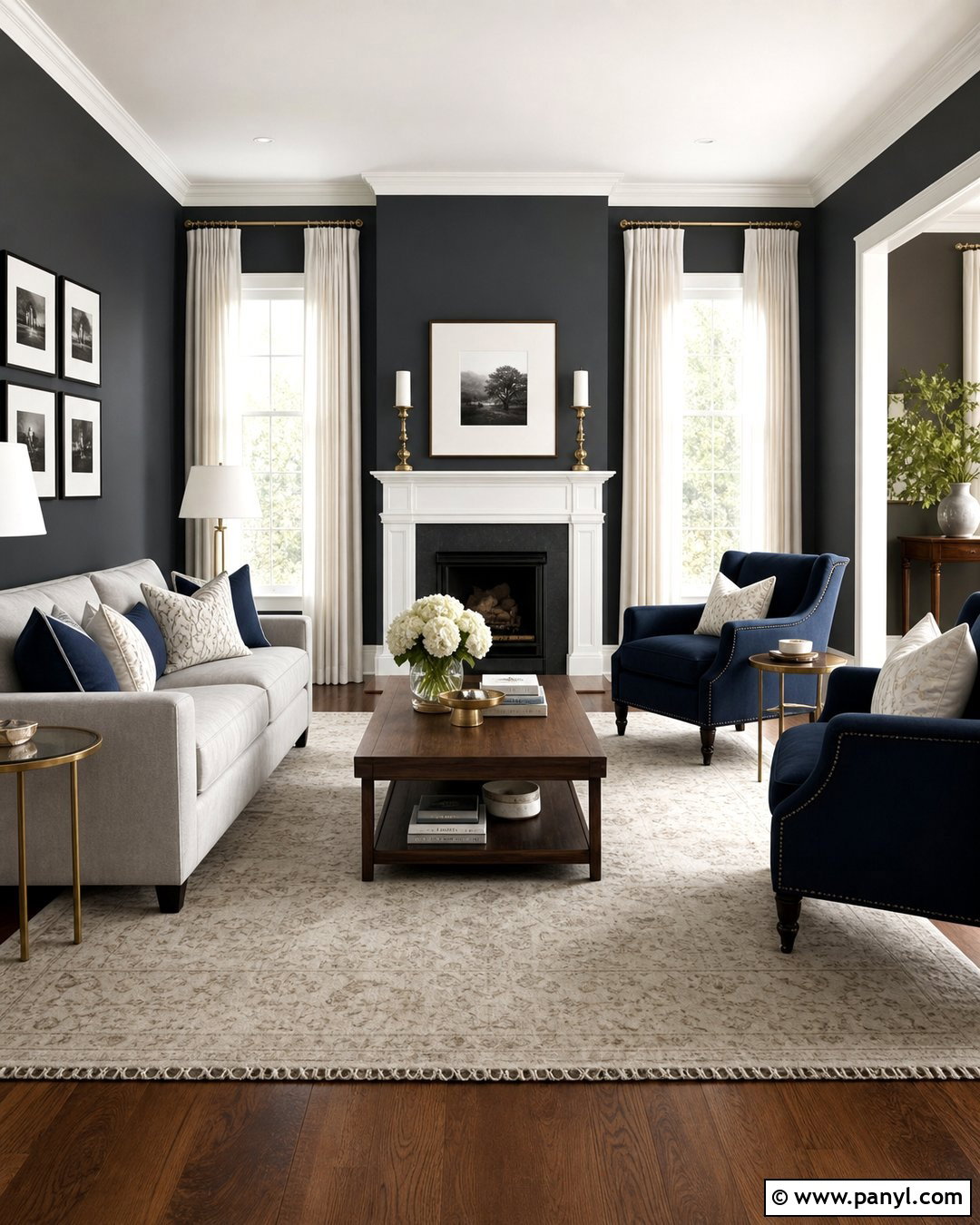 Charcoal Walls With White Trim - 30 Charcoal Walls
