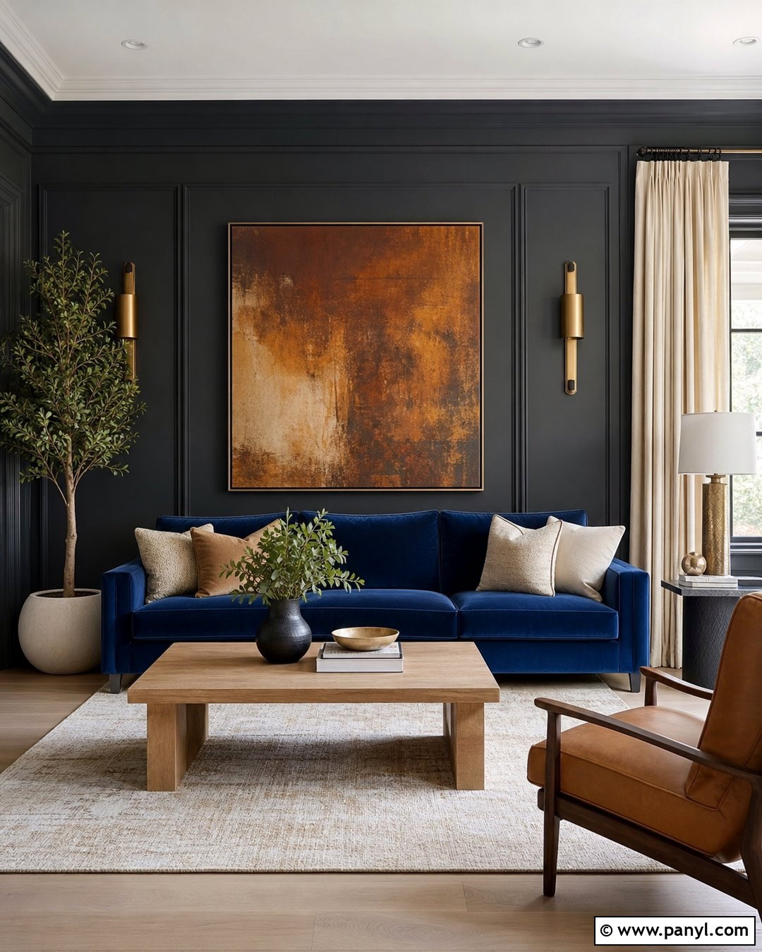 Charcoal Walls With a Blue Couch - 20 Blue Couch Wall Color Ideas