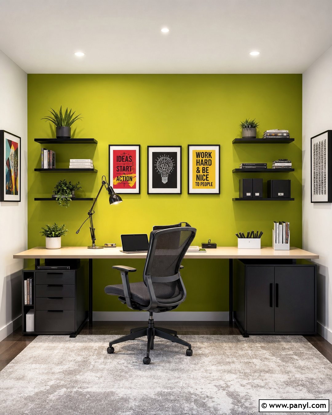 Chartreuse Green Creative Office Wall - 30 Green Color Wall Ideas