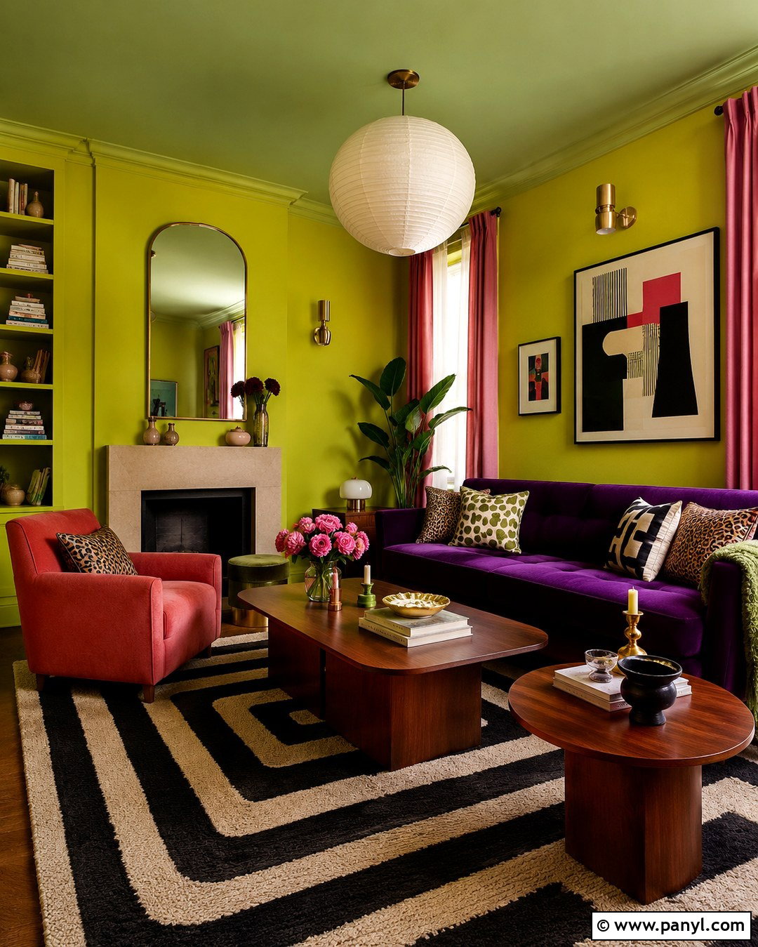 Chartreuse Green Sitting Room Walls - 20 Maximalist Wall Color Ideas