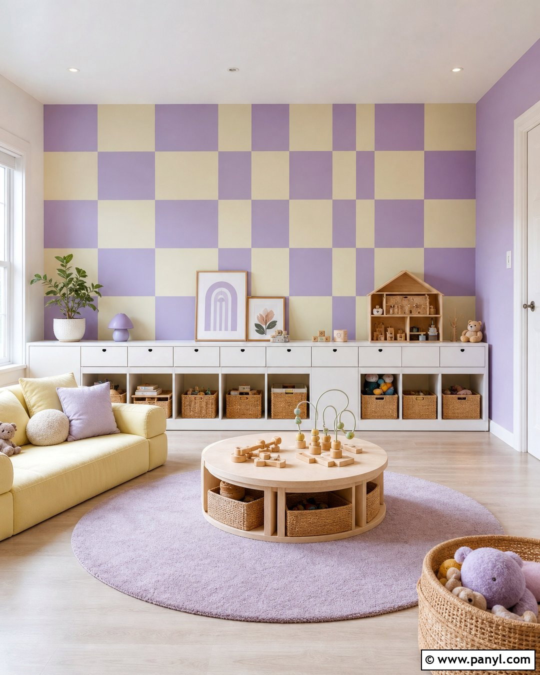 Checkerboard Color Block Wall - 20 Color Block Wall Playroom Ideas