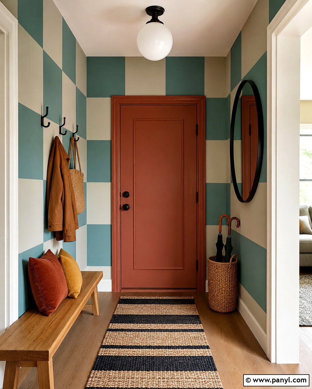 Checkerboard Entryway Wall - 20 Colorful Interior Walls