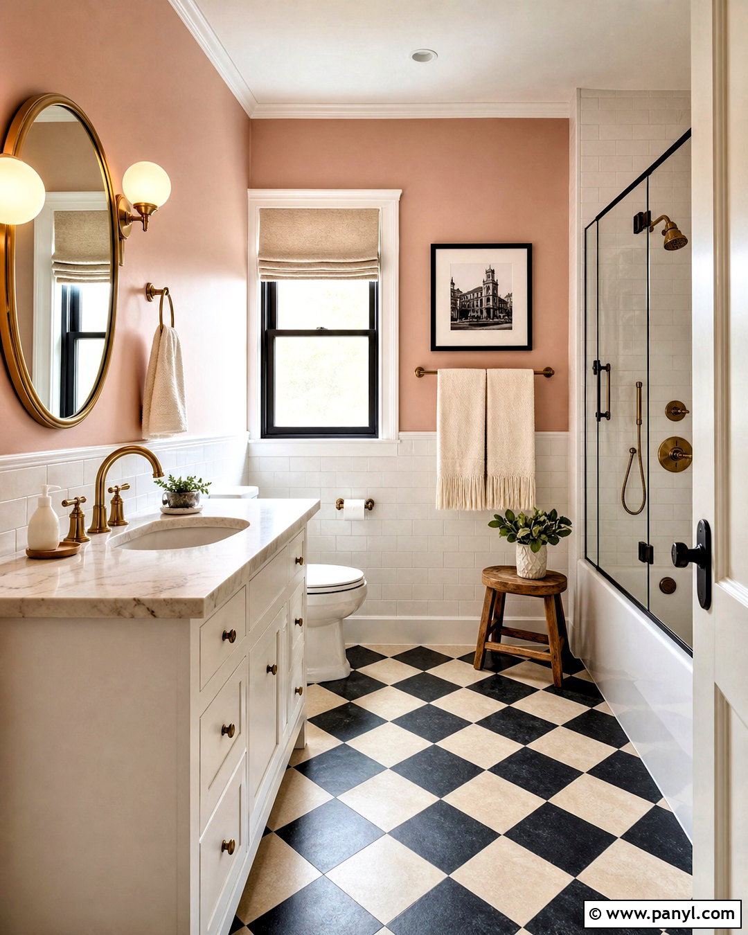 Checkerboard Floor And Blush Pink Walls - 20 floor and wall color combinations