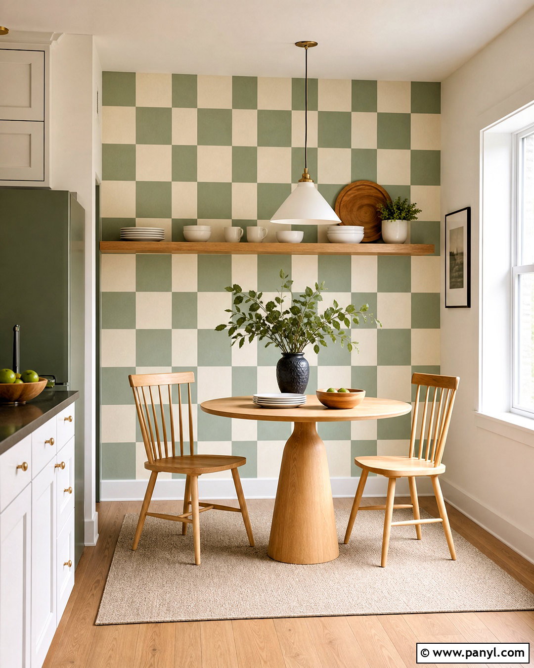 Checkerboard Kitchen Accent Wall - 20 apartment accent wall ideas