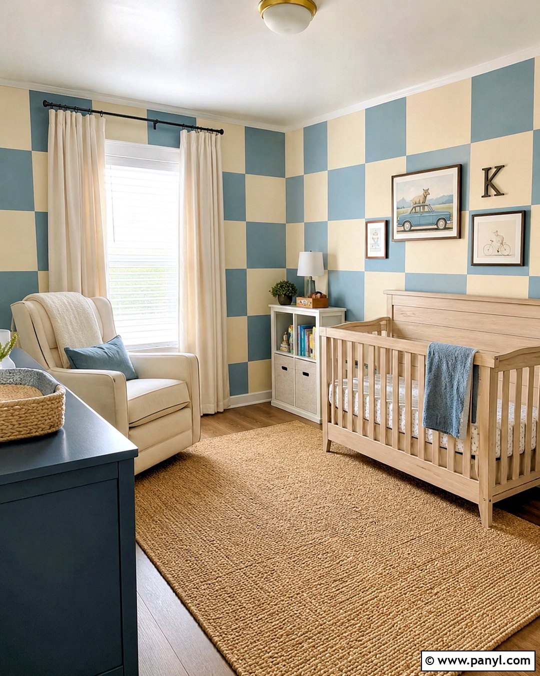 Checkerboard Nursery Wall - 20 nursery wall painting ideas
