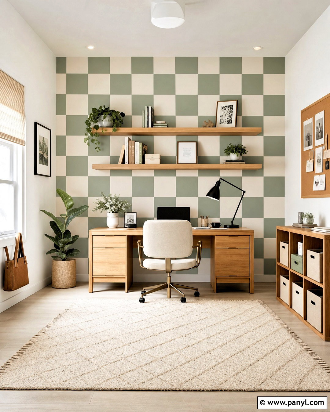 Checkerboard Office Accent Wall - 20 accent wall paint ideas
