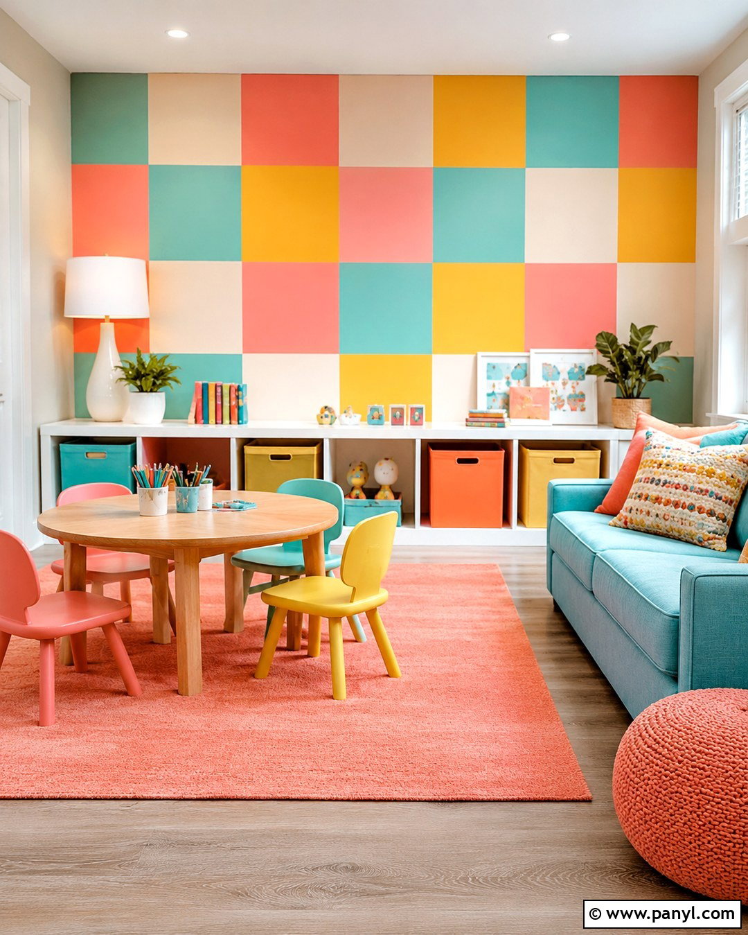 Checkerboard Playroom Walls - 20 Multi Color Room Walls