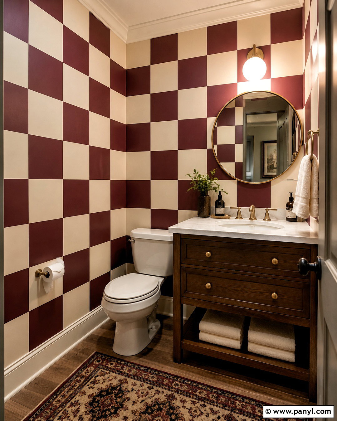 Checkerboard Powder Room Walls - 20 painting ideas for home walls