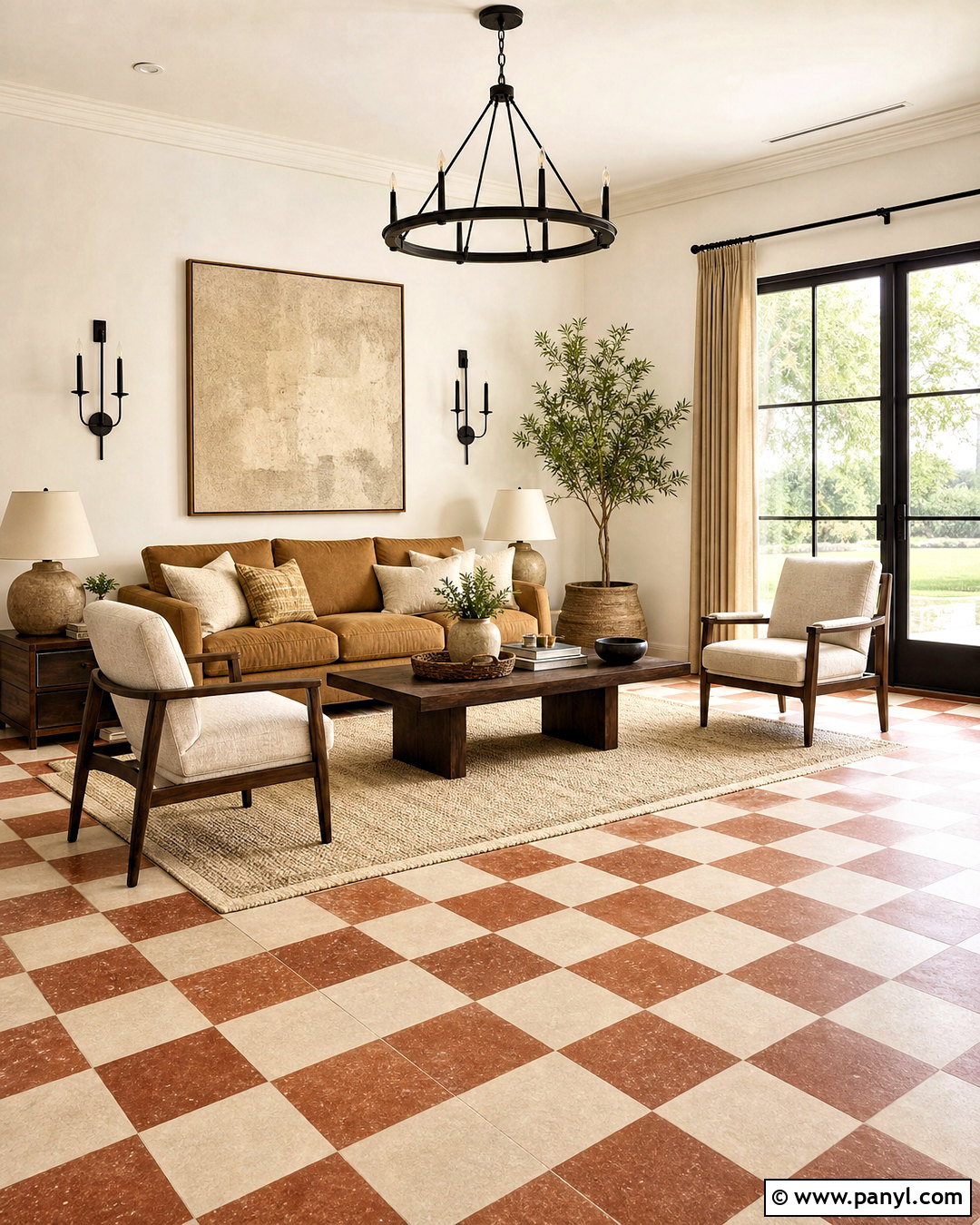 Checkerboard Terracotta Tile Living Room - 20 terracotta tiles living room ideas