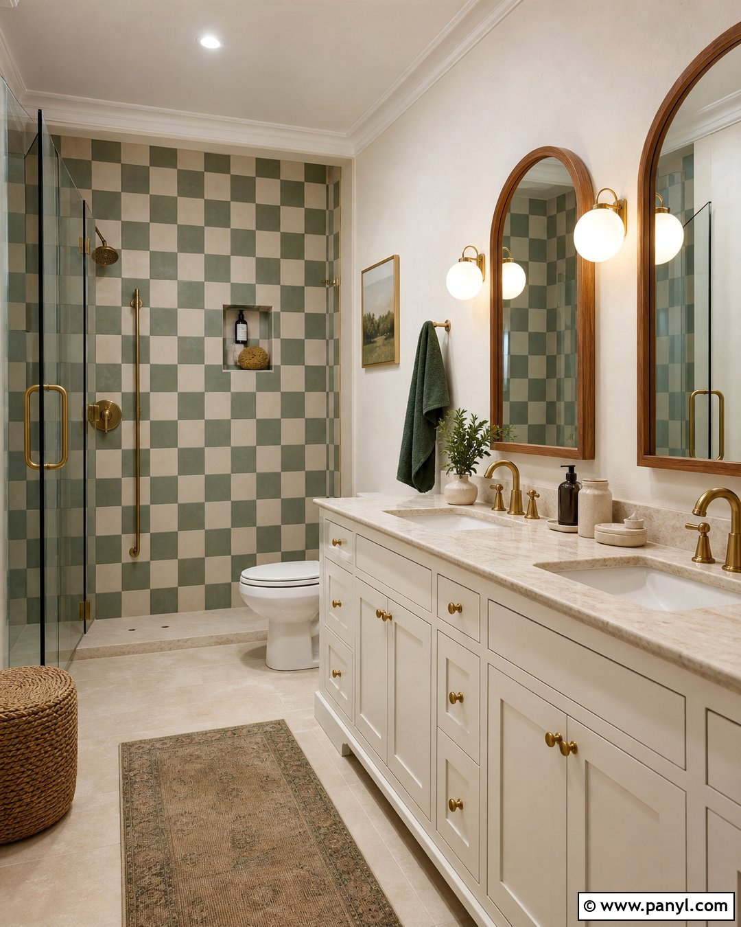 Checkerboard Tile Bathroom Accent Wall - 20 Bathroom Accent Wall Ideas