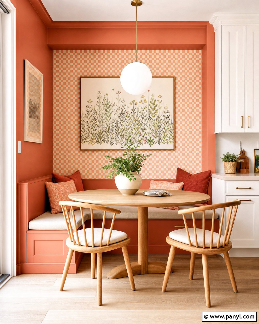 Checkerboard Wallpaper With Coral Paint - 20 wallpaper combo ideas