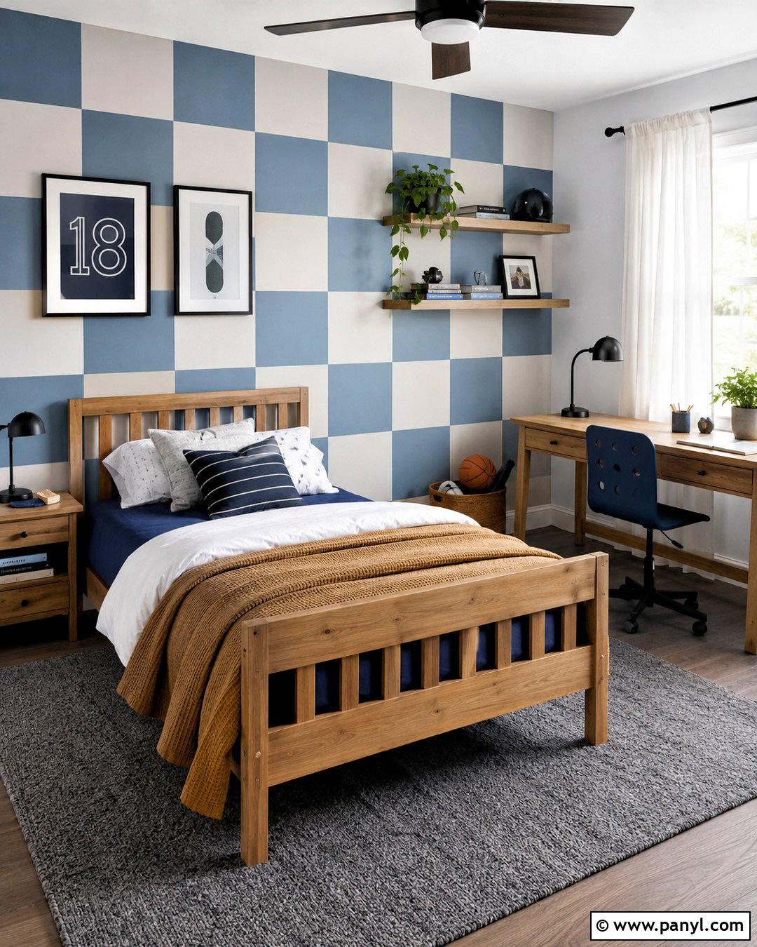 Checkered Accent Wall Boys Room - 20 checkered boys room ideas