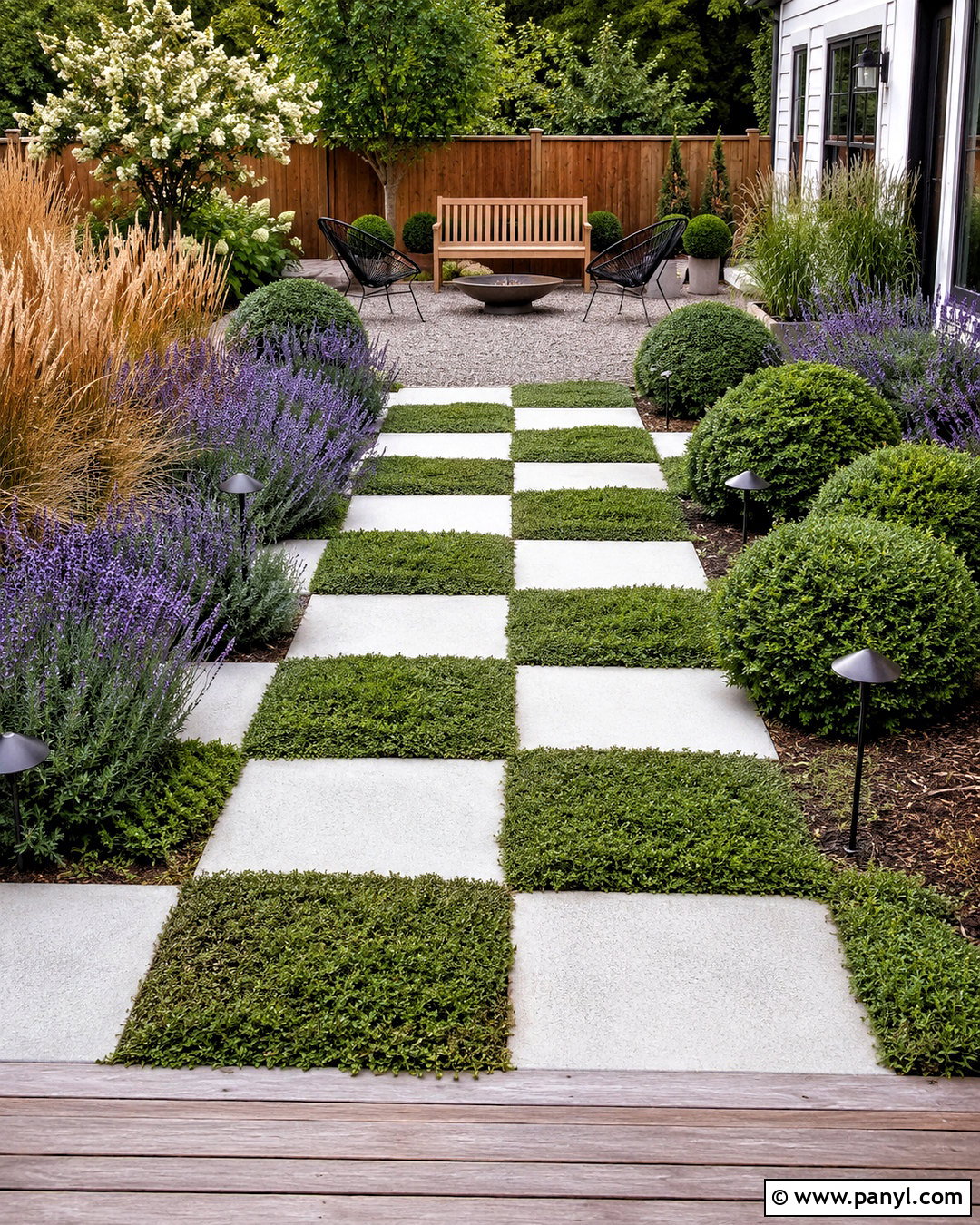 Checkered Backyard Path - 20 checkered design ideas