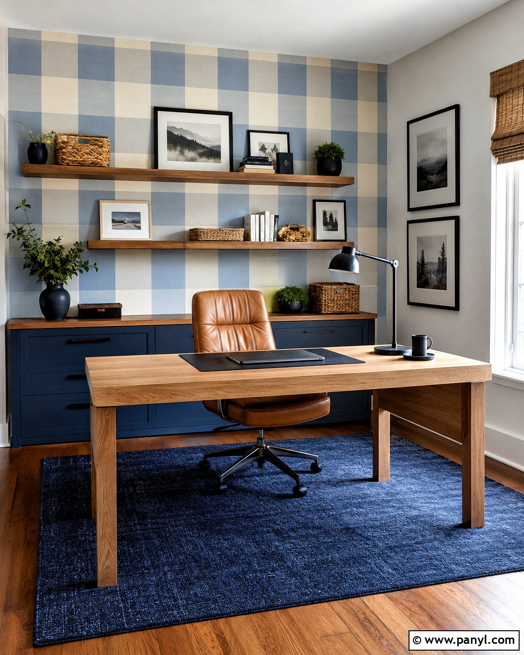 Checkered Home Office - 20 checkered room aesthetic ideas
