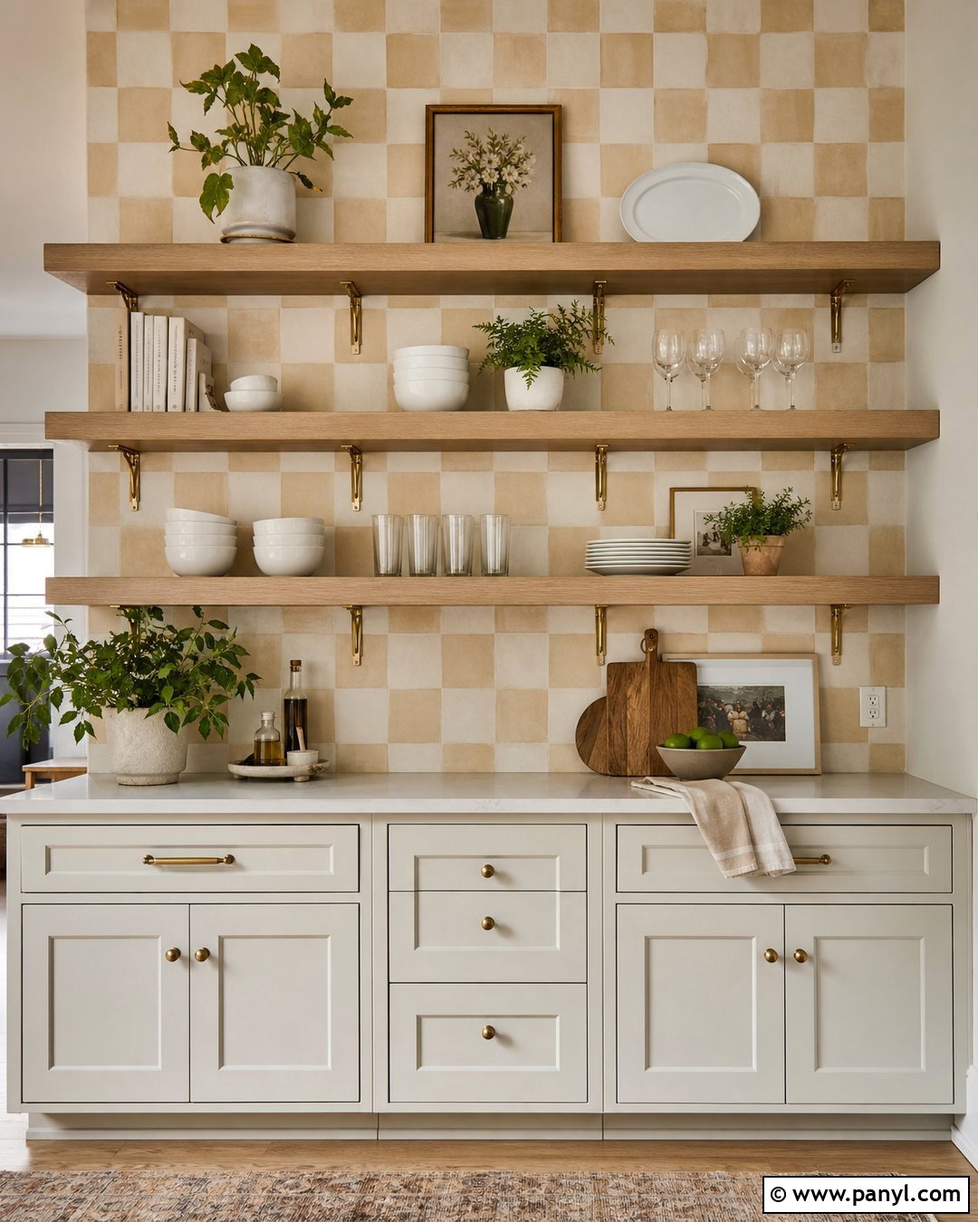 Checkered Wall Paint Behind Shelves - 30 checkered wall paint ideas