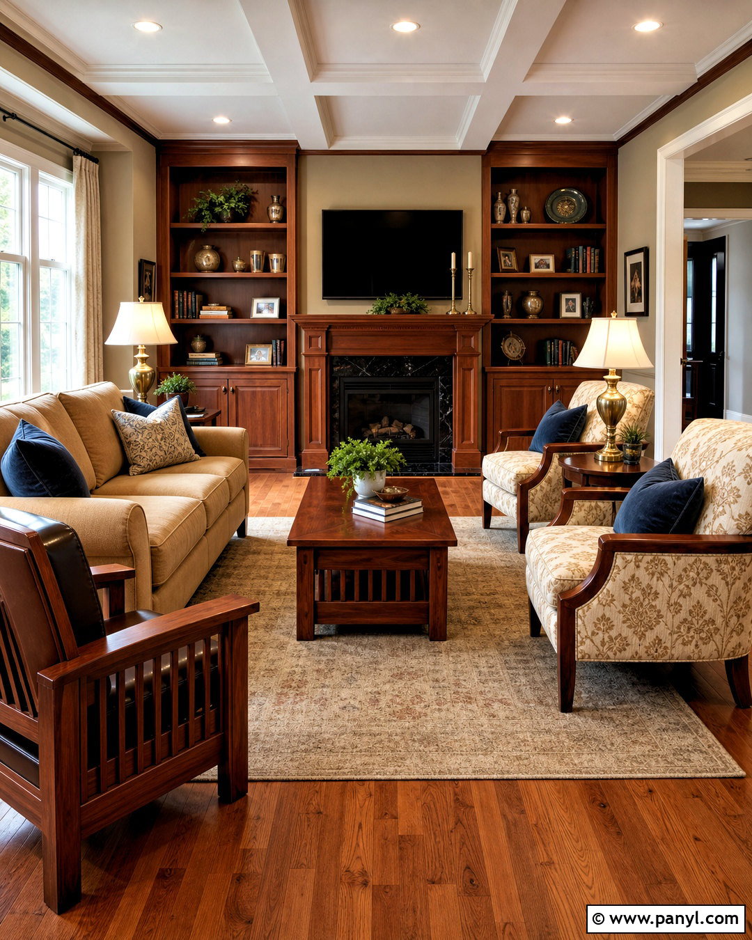Cherry And Red Oak Family Room - 20 wood tones that go together ideas