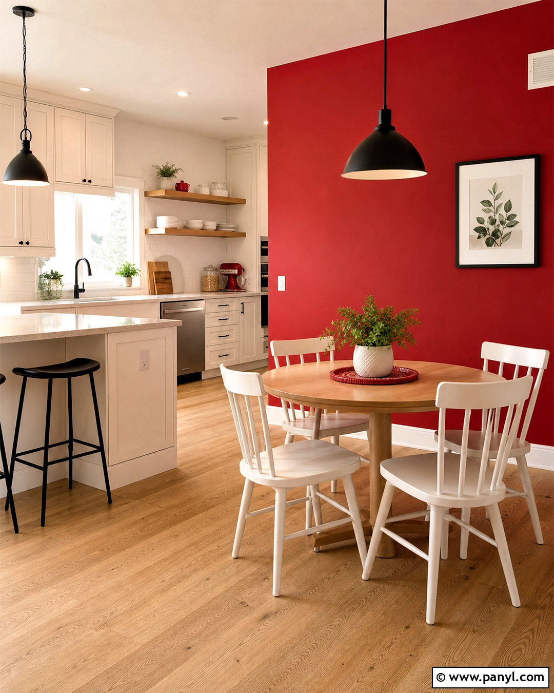 Cherry Red Accent Wall Kitchen - 20 red accent wall ideas