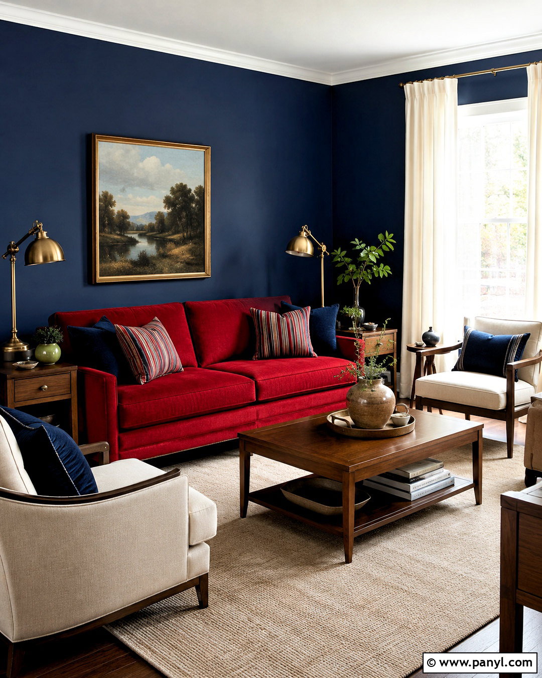 Cherry Red And Navy Blue Living Room - 20 cherry red room ideas