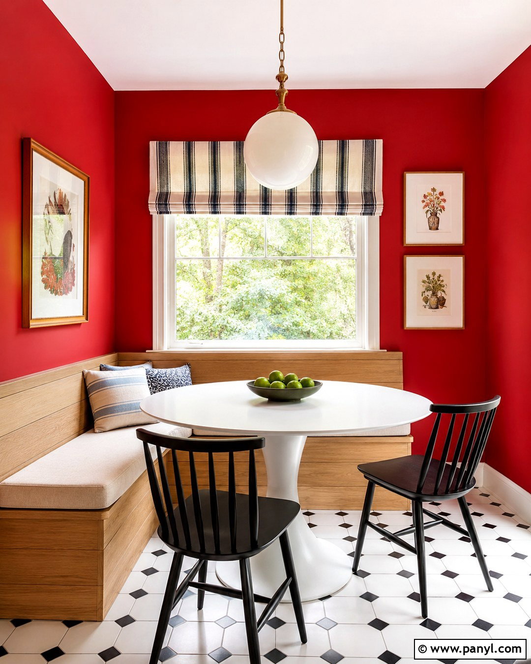 Cherry Red Breakfast Nook Wall Paint - 20 Bold Wall Paint Ideas