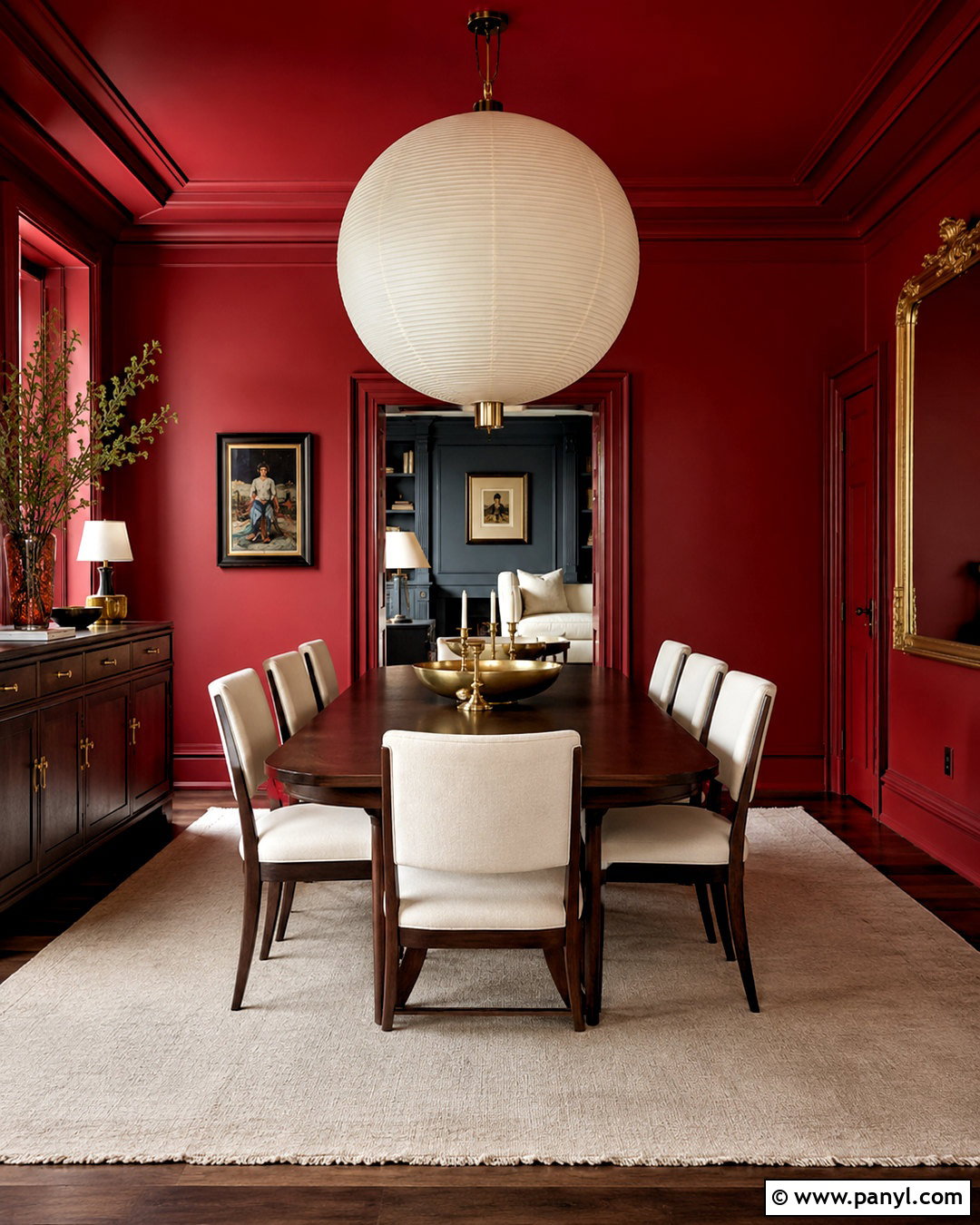 Cherry Red Color Drenched Dining Room - 20 cherry red room ideas