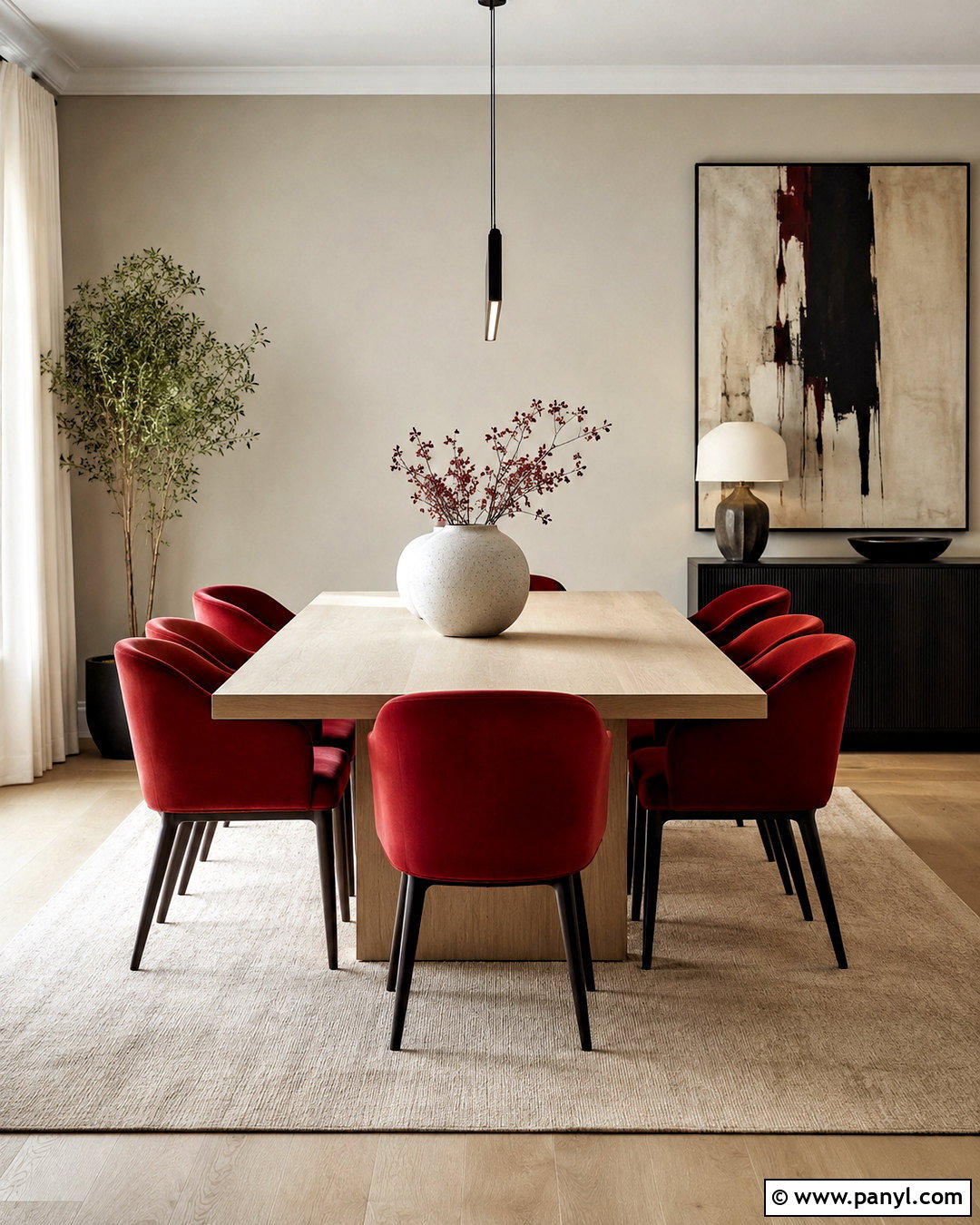 Cherry Red Contemporary Dining Room - 20 cherry red room ideas