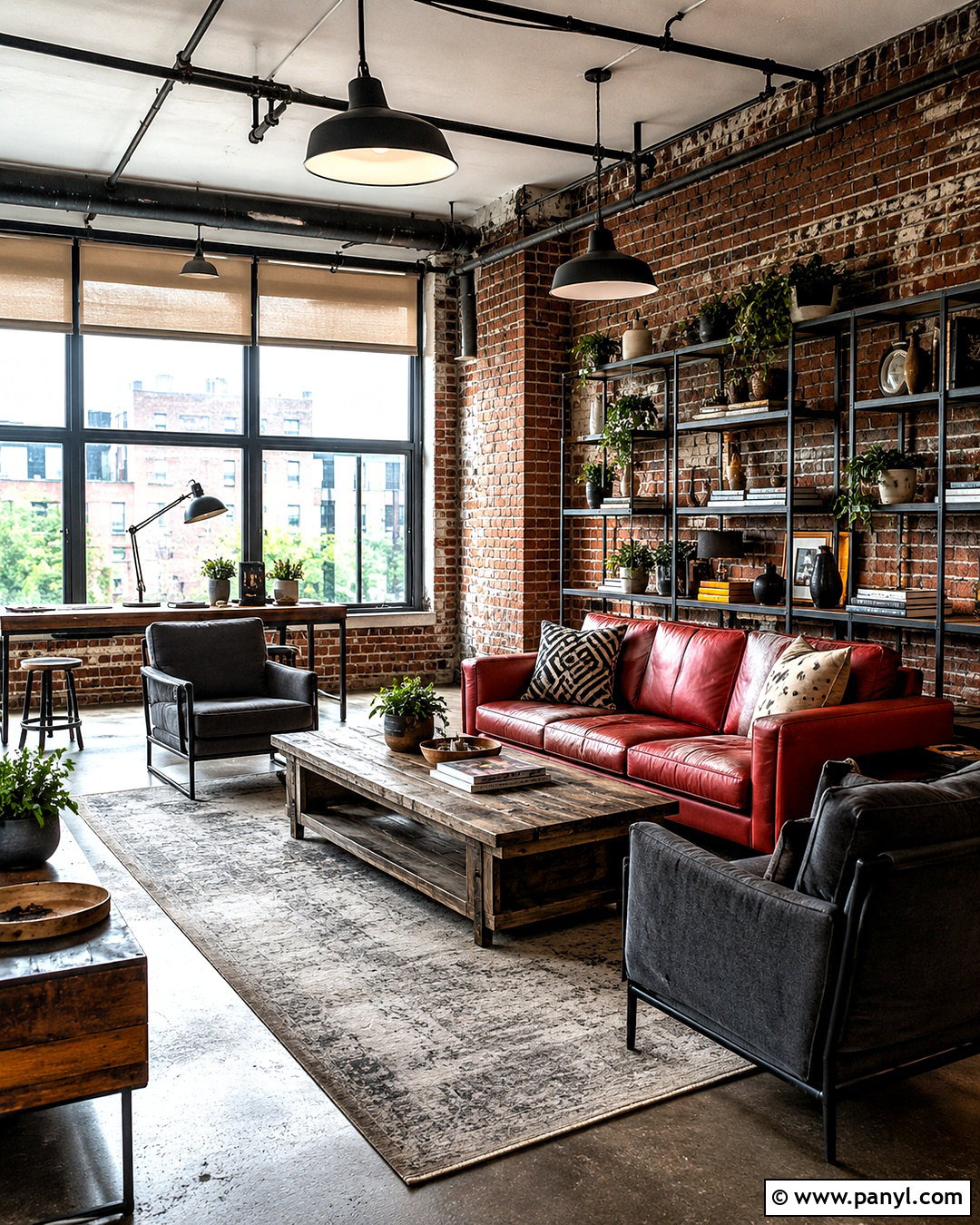 Cherry Red Industrial Loft Room - 20 cherry red room ideas