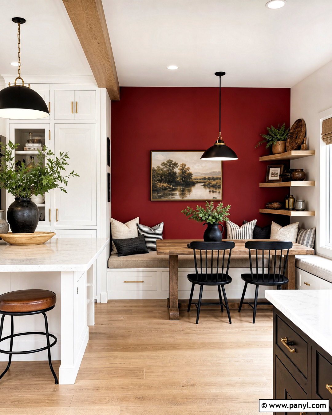 Cherry Red Kitchen Accent Wall - 20 red wall painting ideas