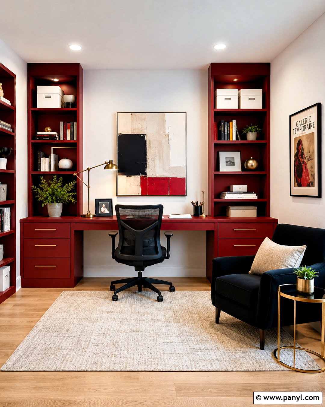 Cherry Red Modern Home Office - 20 cherry red room ideas