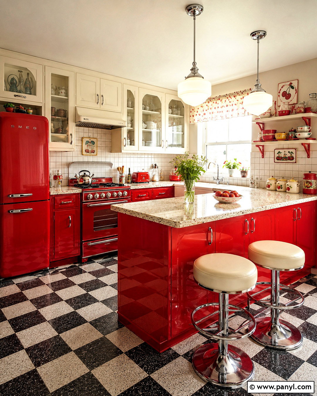 Cherry Red Retro Kitchen - 20 cherry red room ideas