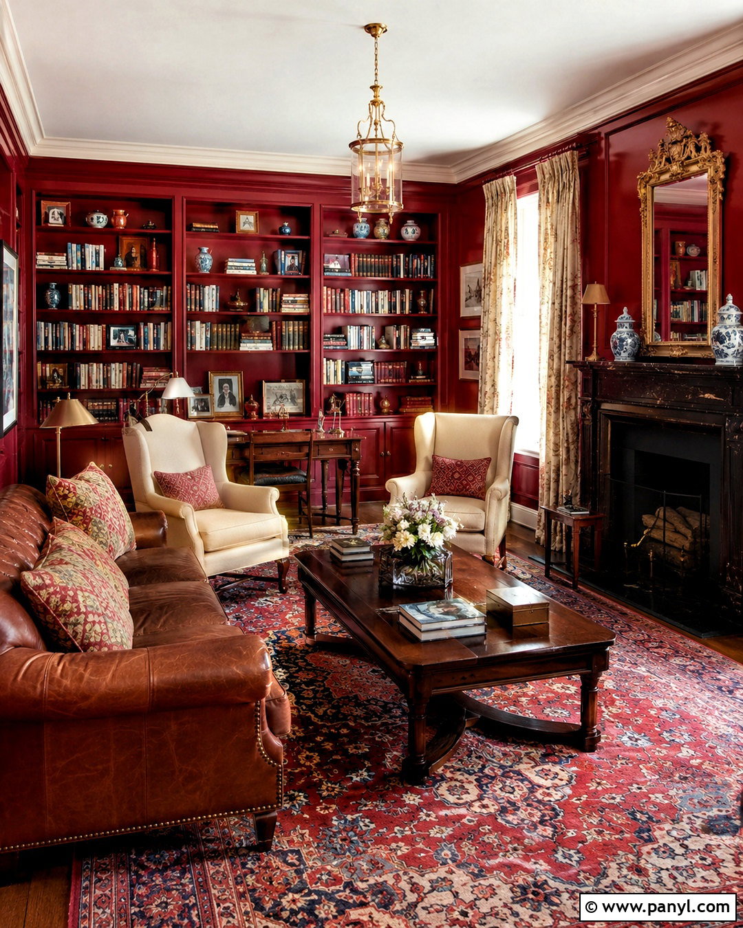 Cherry Red Traditional Library - 20 cherry red room ideas