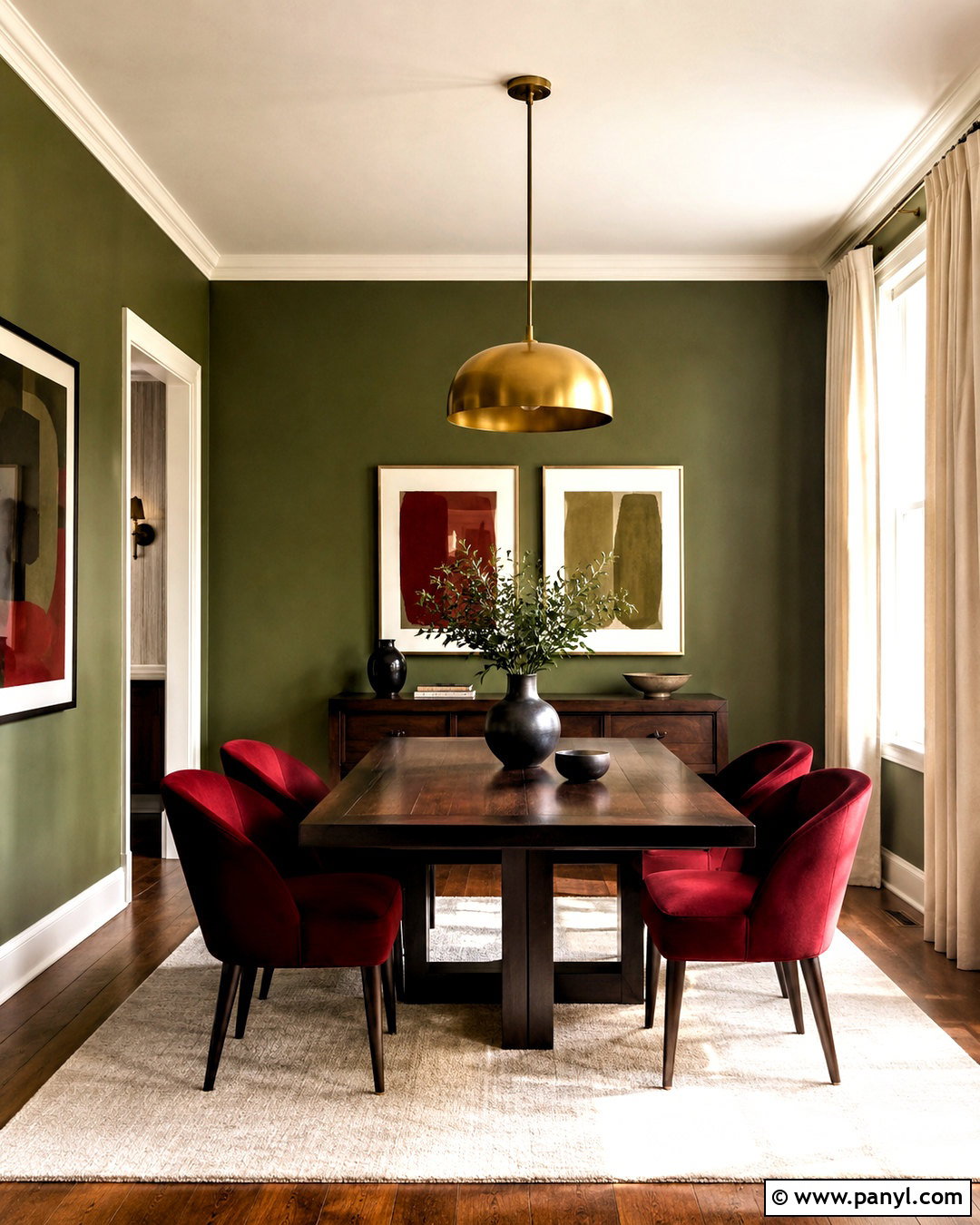 Cherry Red With Olive Green Walls - 20 What Colours Go With Olive Green Walls