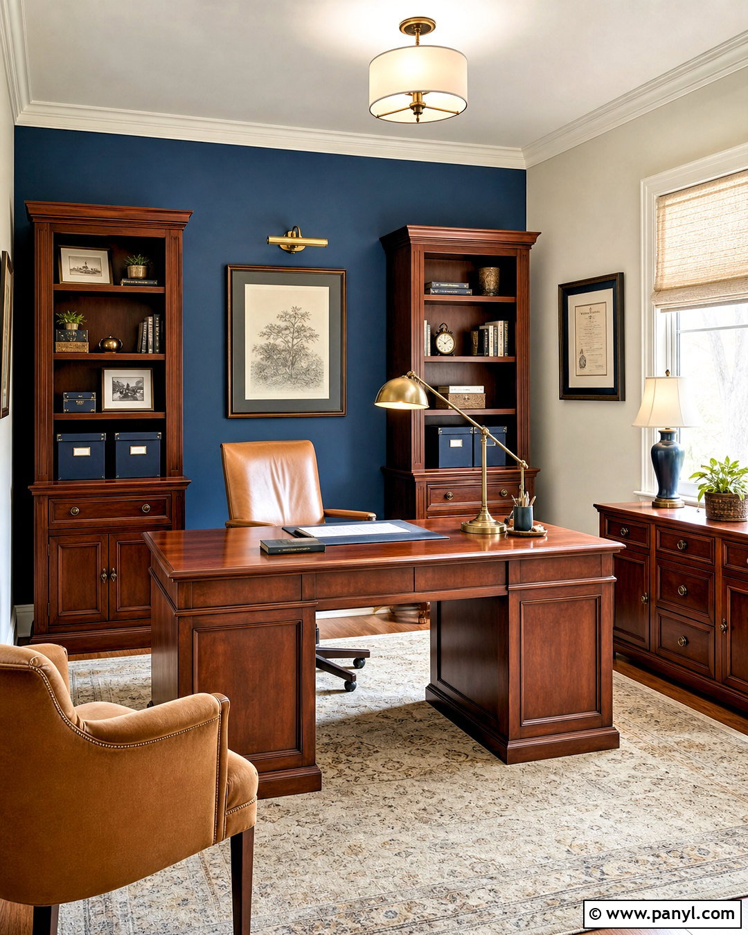 Cherry Wood And Dusty Blue - 20 wood colour combination ideas
