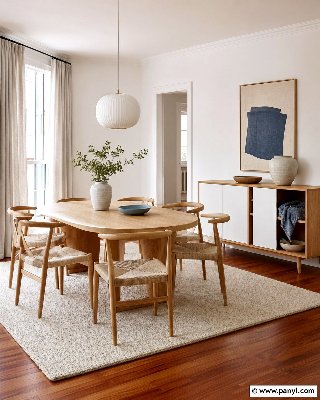 Cherry Wood Floor Dining Room With Light Oak Furniture - 20 White Walls Cherry Wood Floors