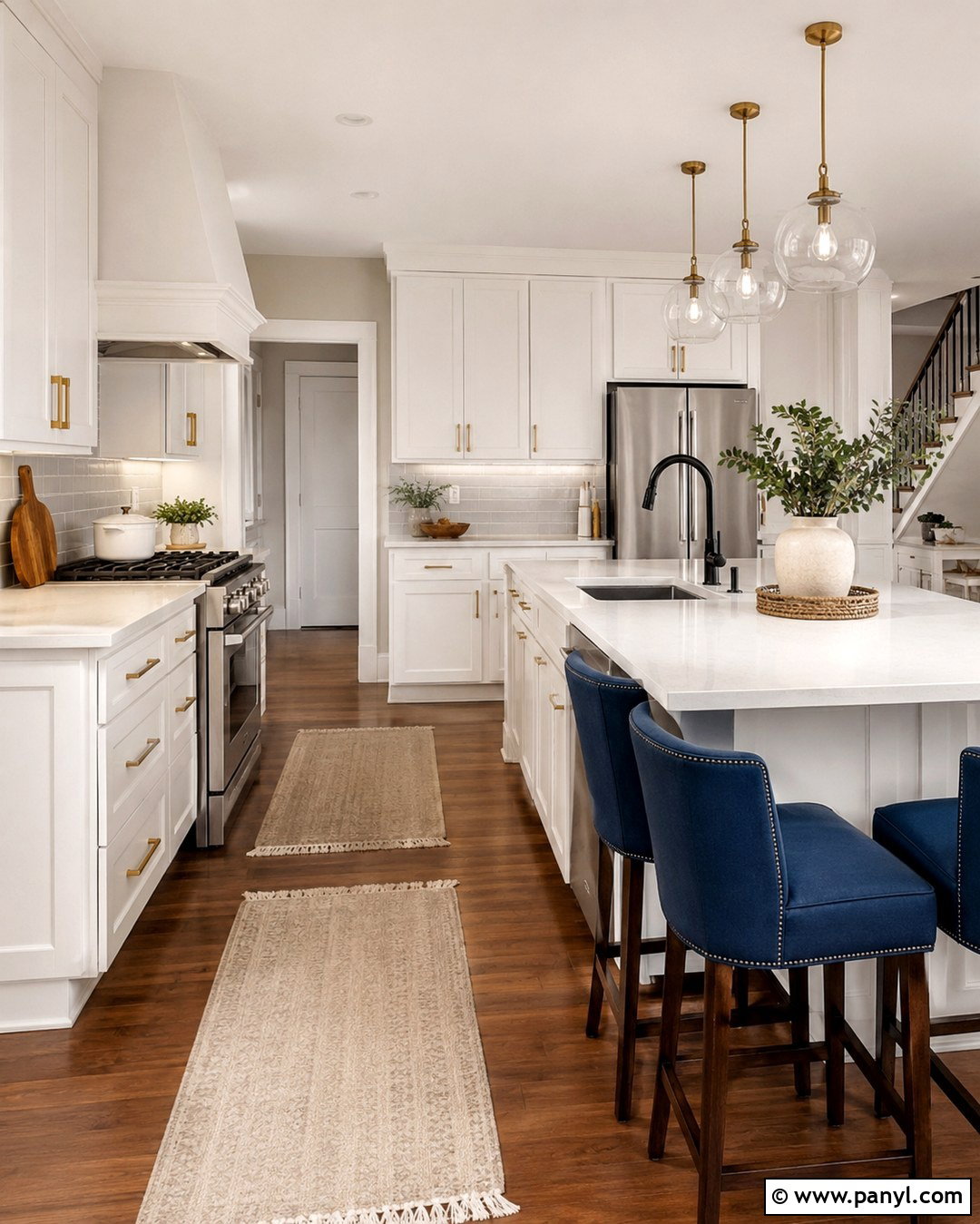 Cherry Wood Floor Kitchen With White Cabinets - 20 White Walls Cherry Wood Floors