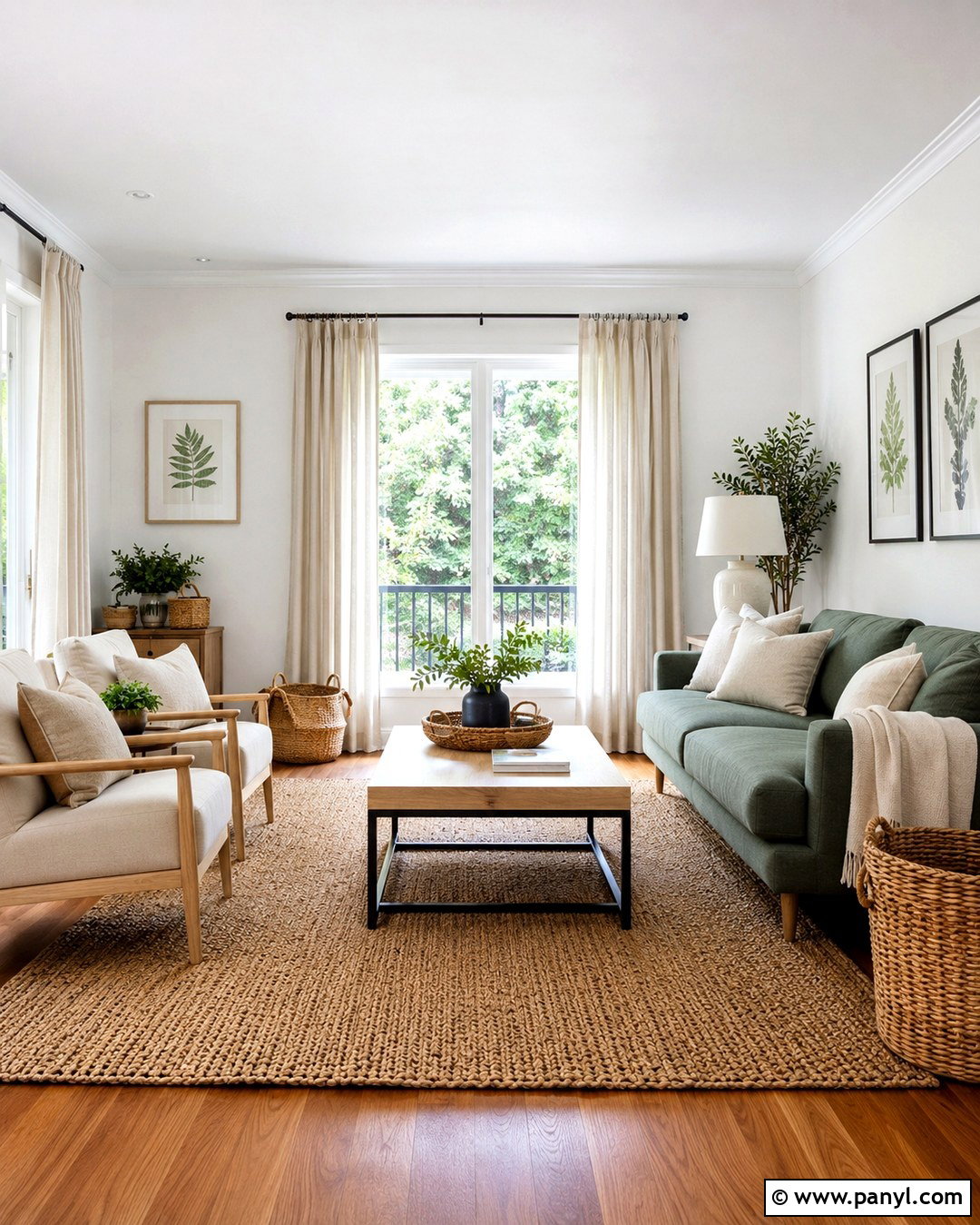 Cherry Wood Floor Living Room With Sage Green Furniture - 20 White Walls Cherry Wood Floors