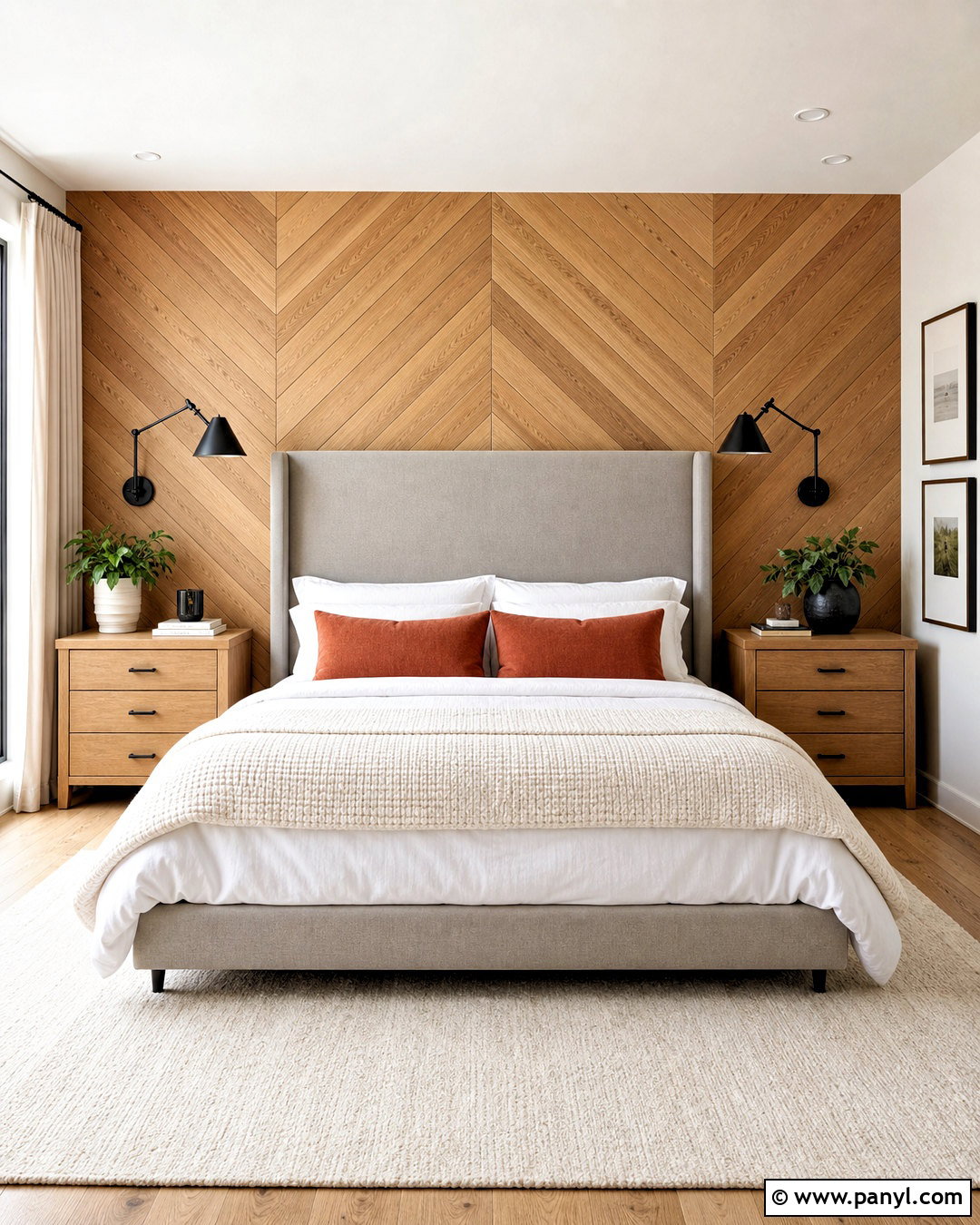 Chevron Wood Accent Wall - 20 wood accent wall bedroom ideas