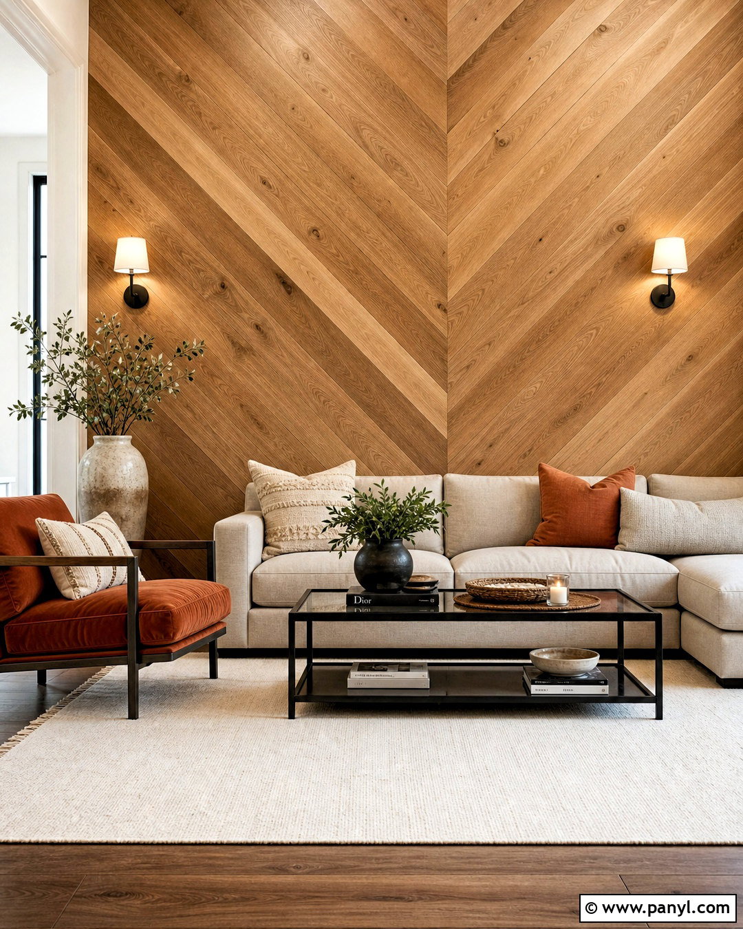 Chevron Wood Accent Wall Living Room - 20 wood accent wall living room ideas