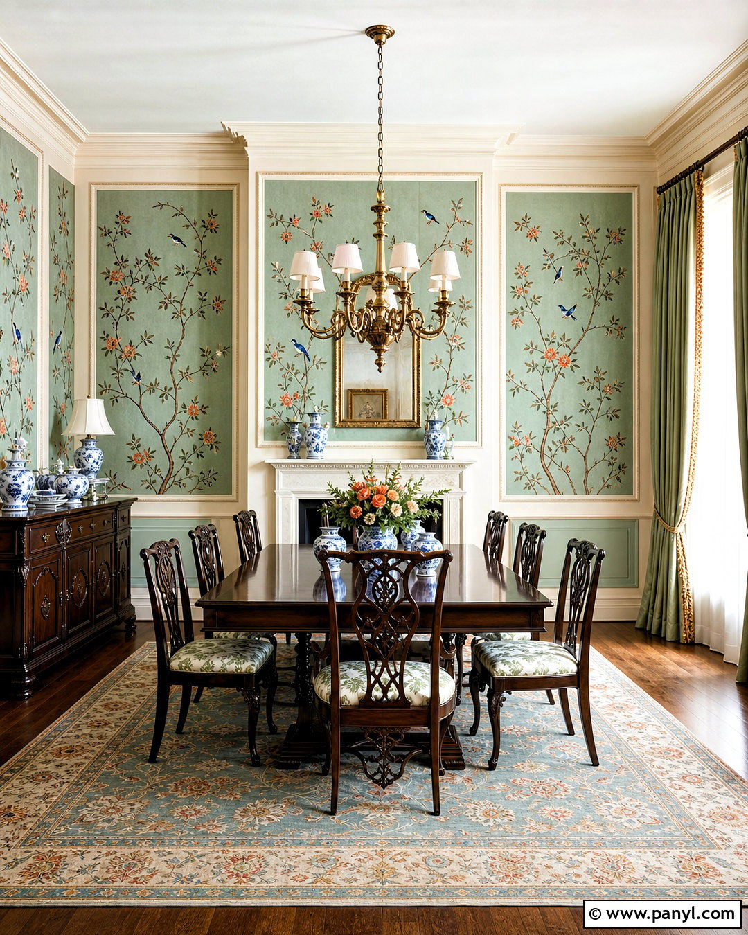 Chinoiserie Painted Wall Panels - 20 traditional wall painting ideas