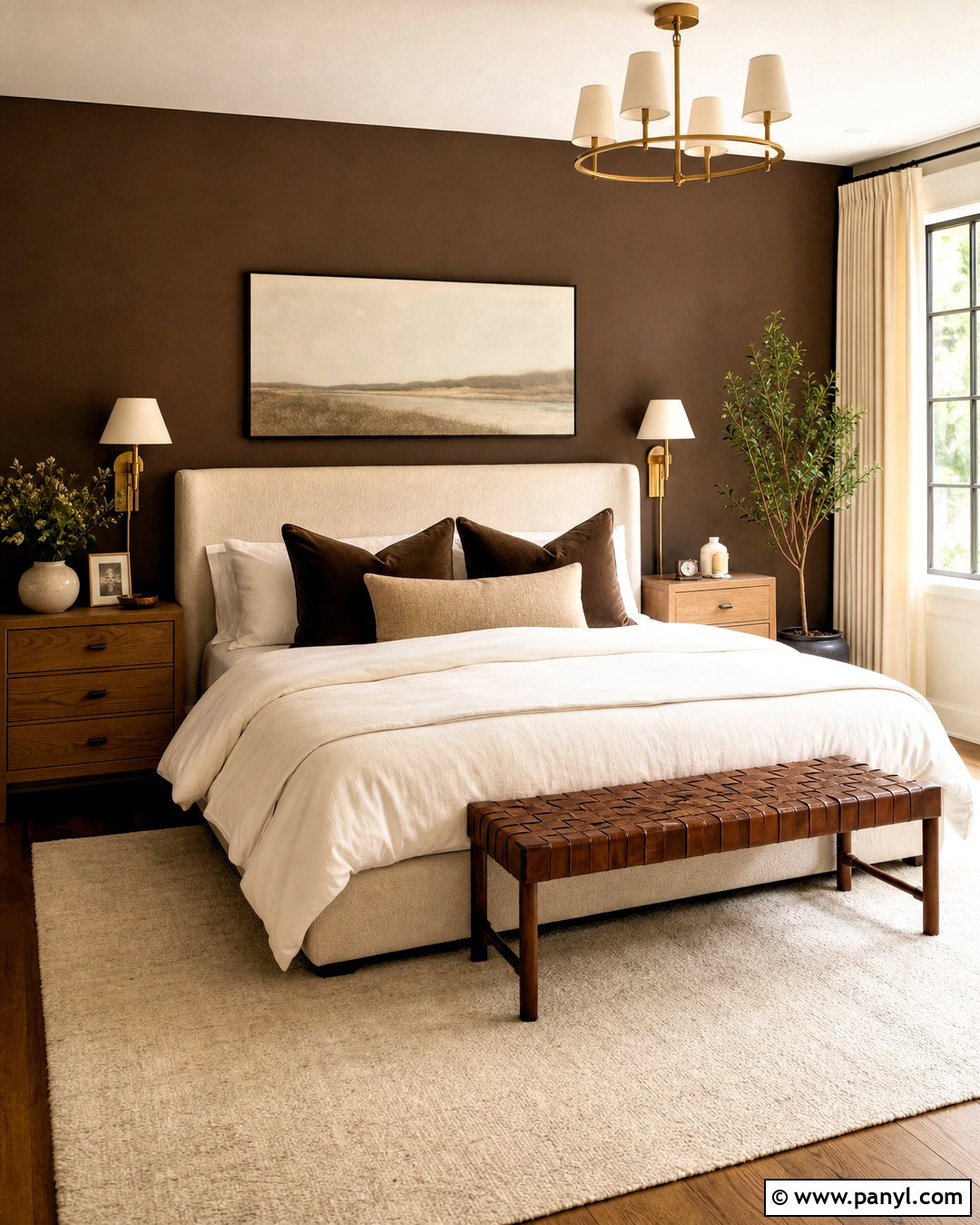 Chocolate Brown Accent Wall - 20 brown accent wall bedroom ideas