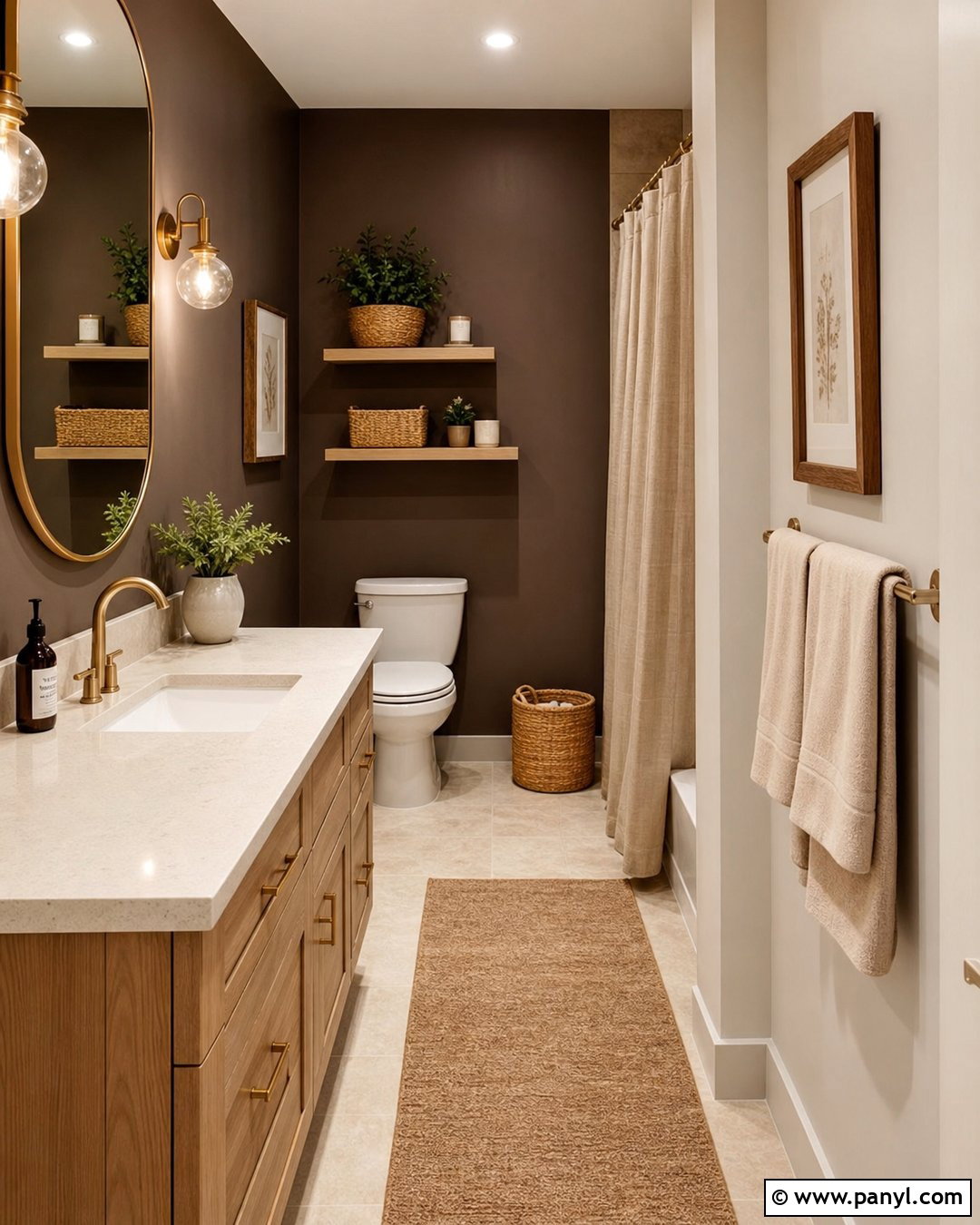 Chocolate Brown Accent Wall - 20 Dark Accent Wall In Small Bathroom Ideas