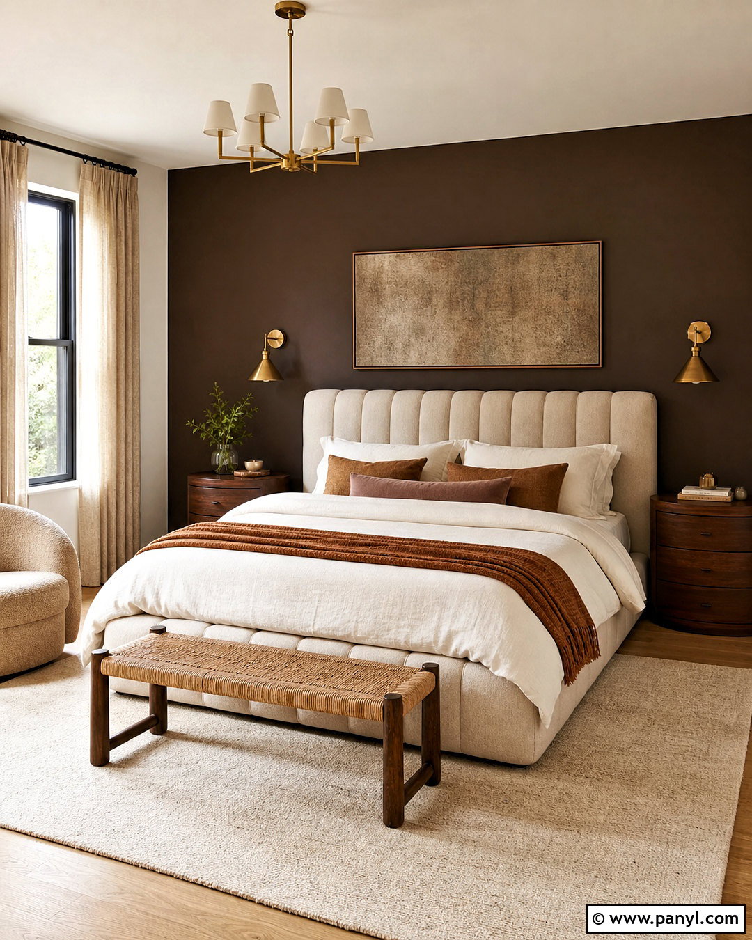 Chocolate Brown Accent Wall Bedroom - 20 bedroom with dark accent wall ideas
