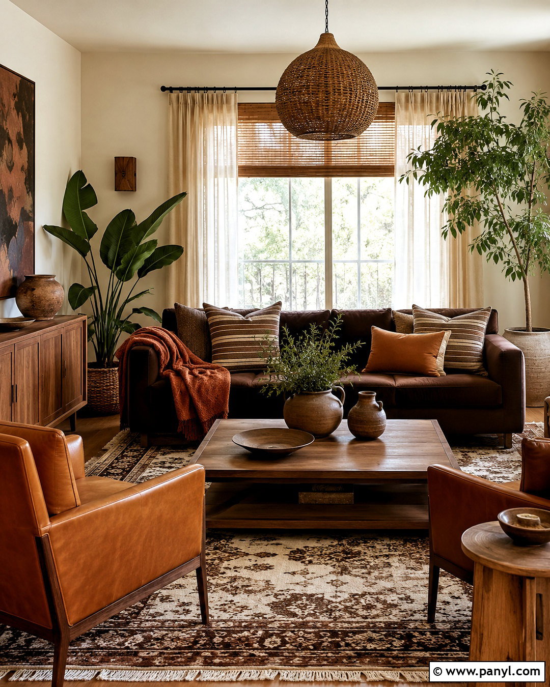 Chocolate Brown And Caramel Boho Living Room - 20 boho living room color scheme ideas