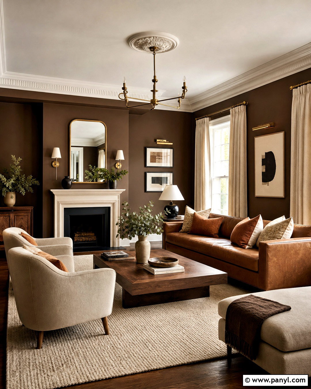 Chocolate Brown And Caramel Drawing Room - 20 drawing room color combination ideas
