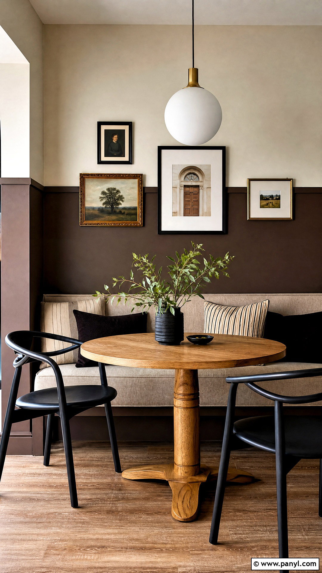 Chocolate Brown And Cream Accent Wall - 20 2 tone accent wall ideas