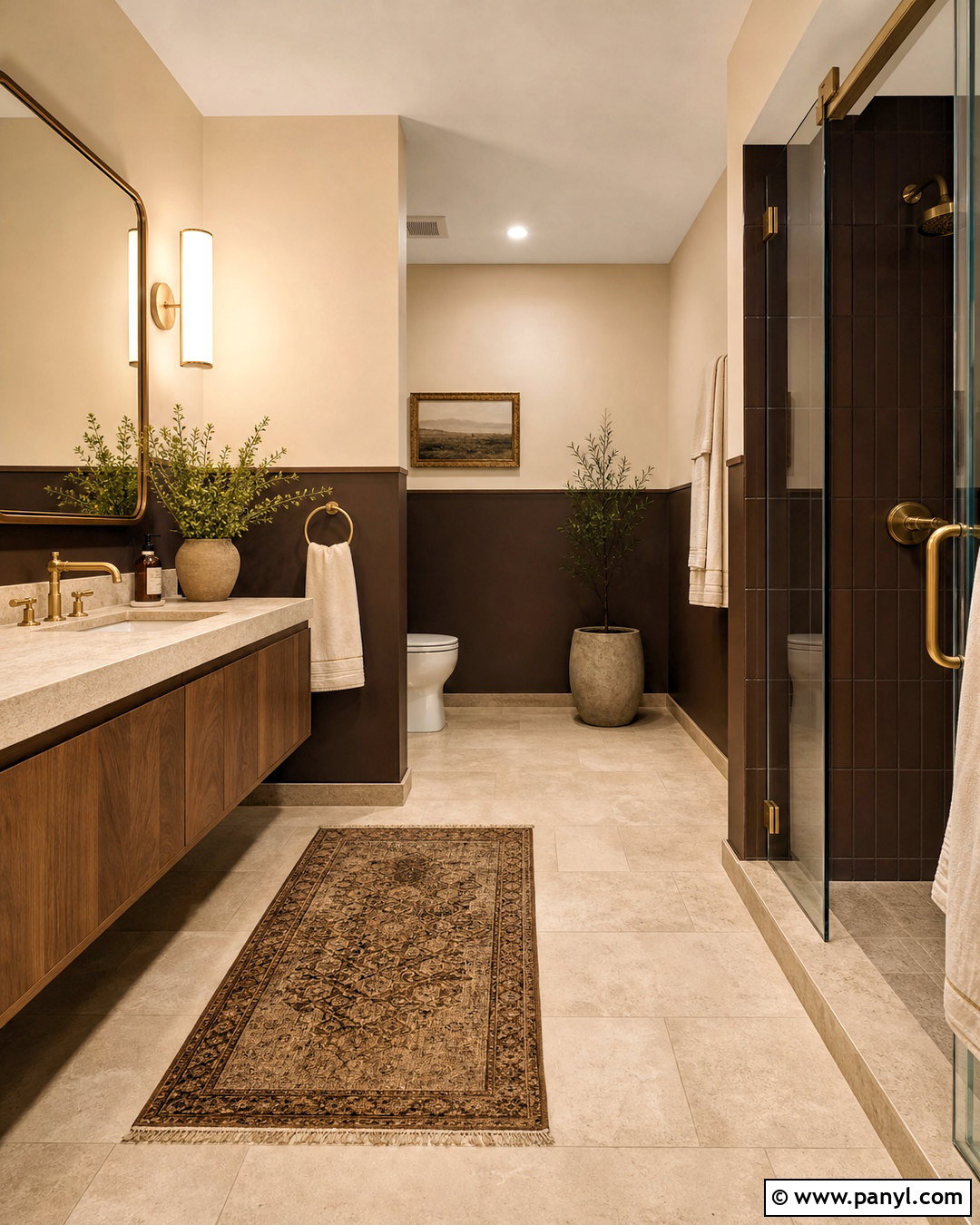 Chocolate Brown And Cream Bathroom Walls - 20 two tone bathroom walls