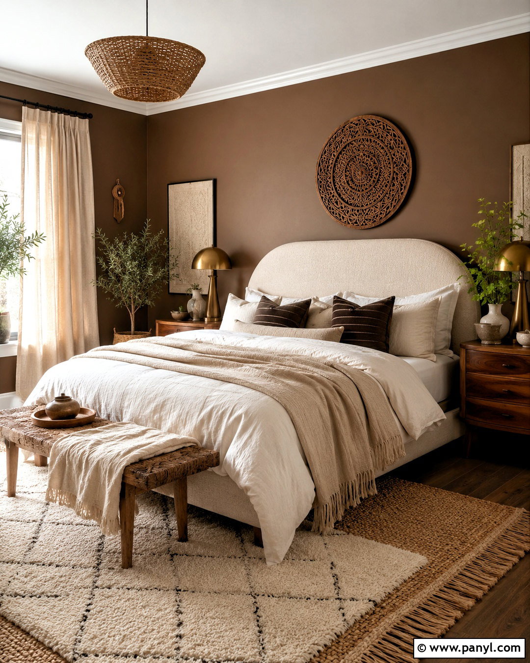 Chocolate Brown And Cream Boho Bedroom - 20 boho bedroom color palettes