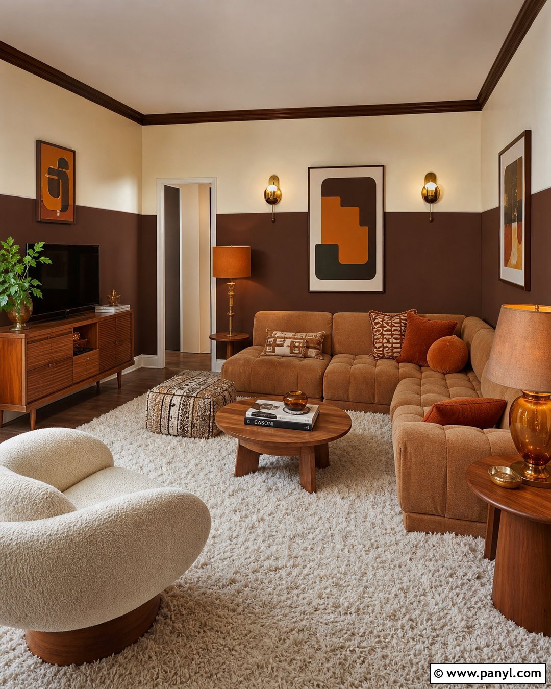 Chocolate Brown And Cream Den Walls - 30 retro wall paint ideas