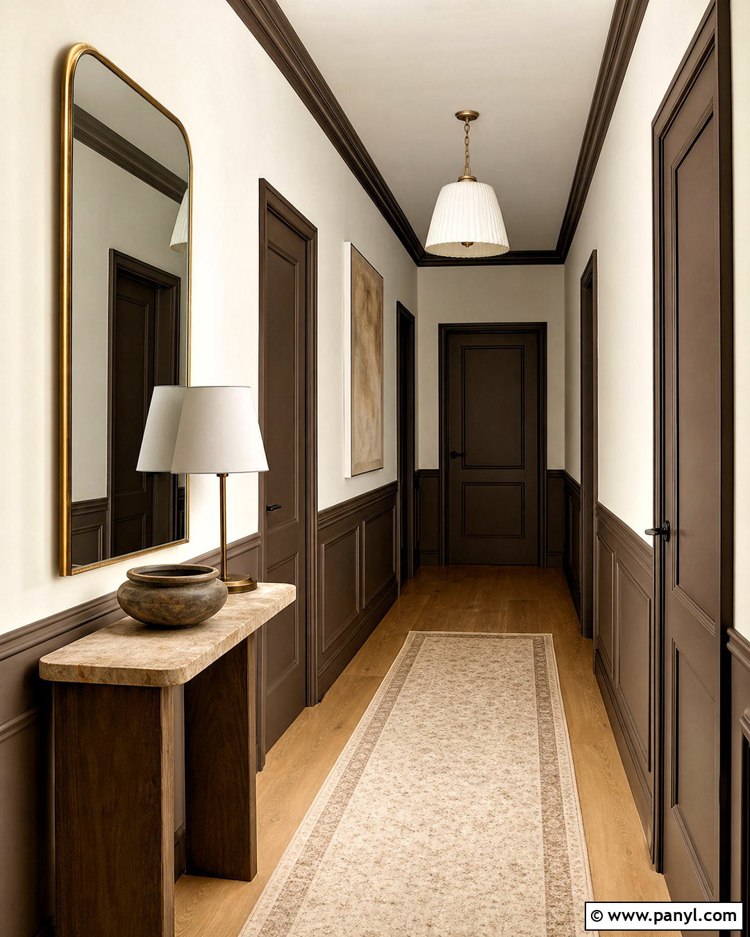 Chocolate Brown And Cream Hallway - 20 two tone hallway ideas